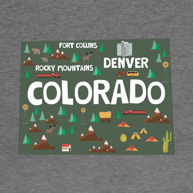 Colorado illustrated map by JunkyDotCom